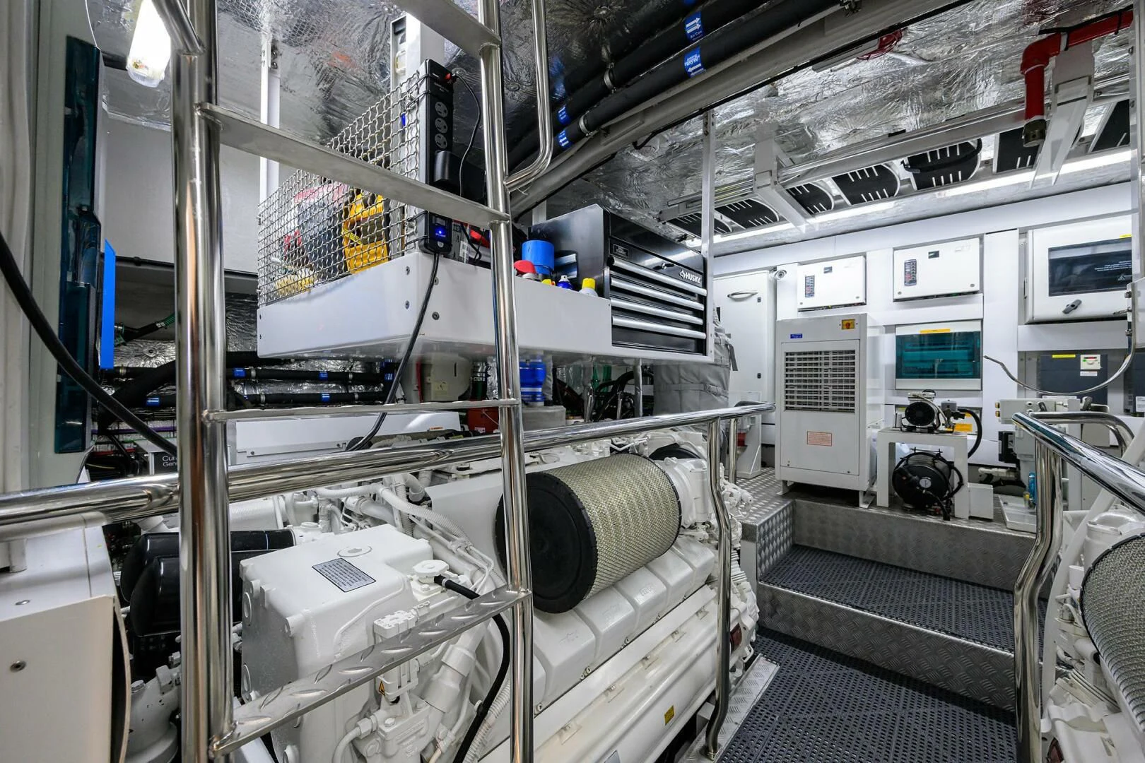 a room with machines aboard SKYCHASER Yacht for Sale