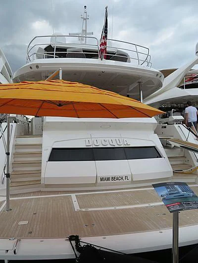 a boat on a dock aboard SKYCHASER Yacht for Sale