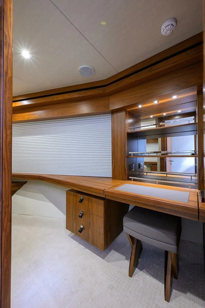a room with a counter and a sink aboard SKYCHASER Yacht for Sale