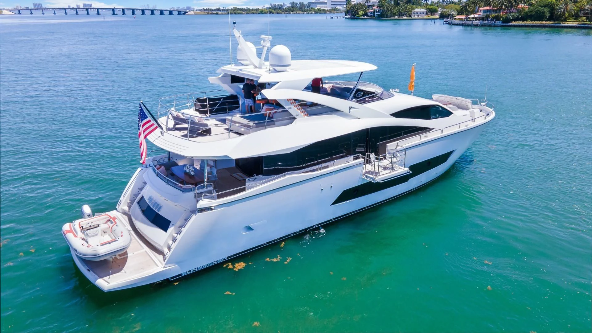 a boat on the water aboard SKYCHASER Yacht for Sale