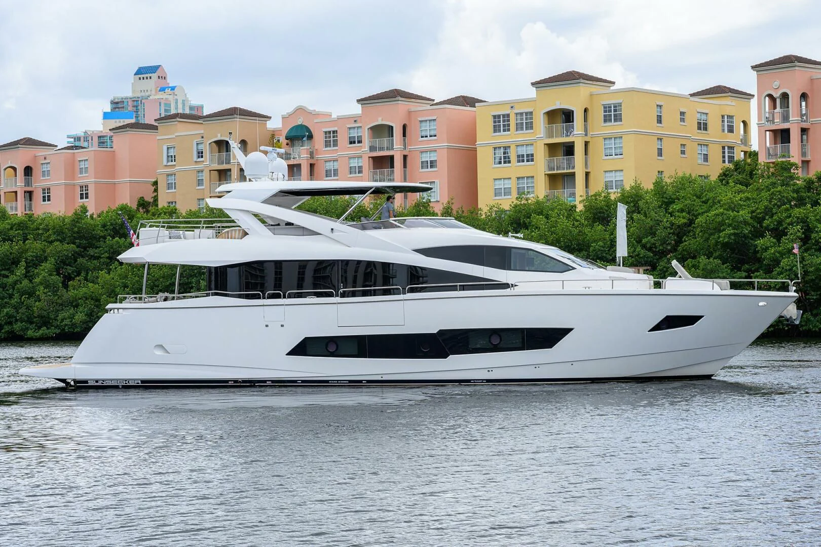 a boat on the water aboard SKYCHASER Yacht for Sale
