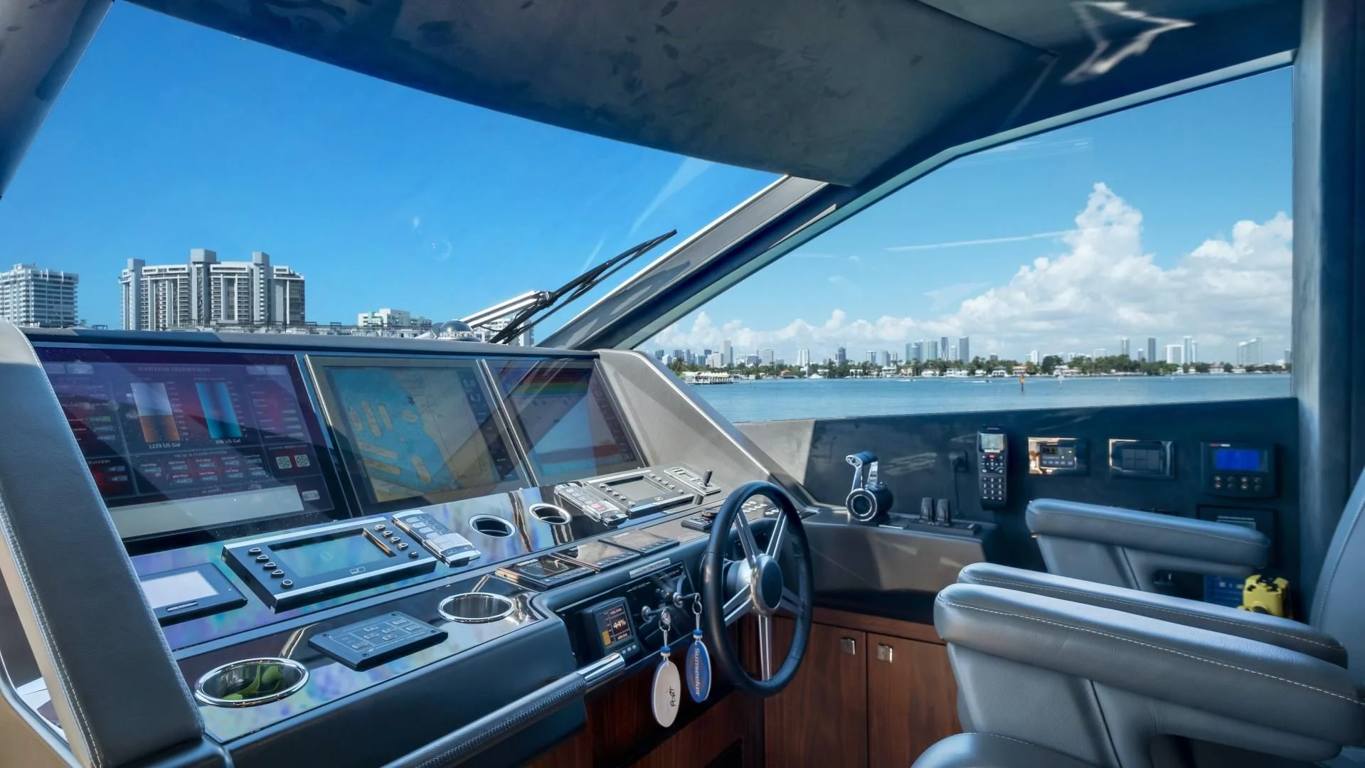 inside of a car aboard SKYCHASER Yacht for Sale