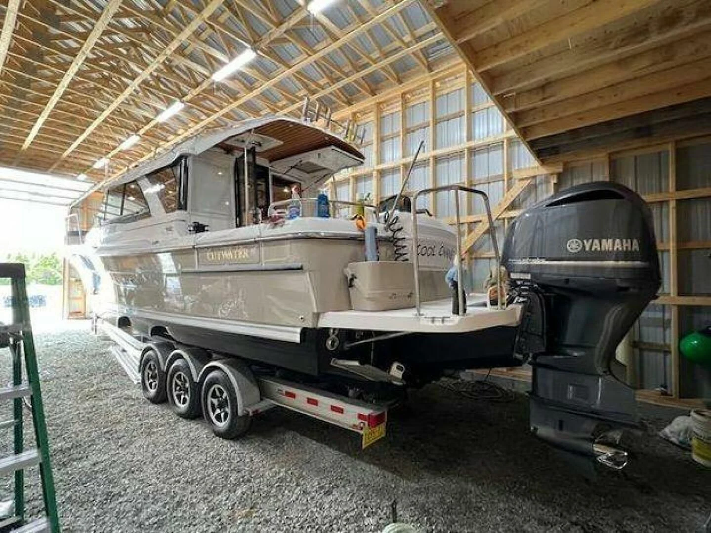 a large machine in a warehouse aboard SKYCHASER Yacht for Sale