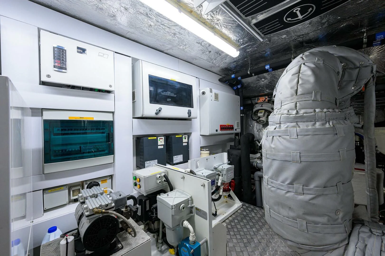 a space shuttle with a screen aboard SKYCHASER Yacht for Sale