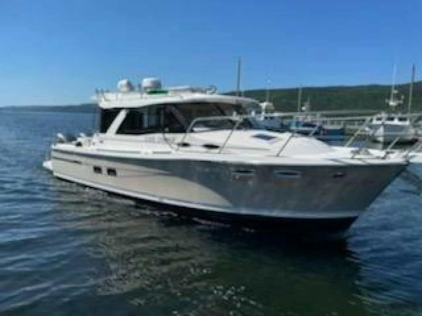 a boat in the water aboard SKYCHASER Yacht for Sale
