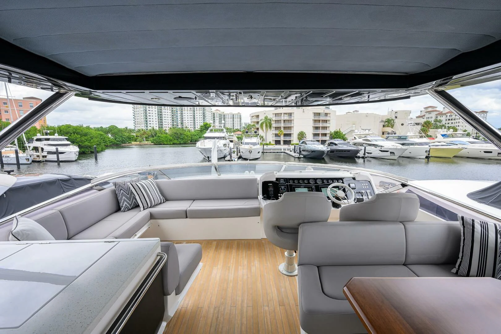 inside of a car aboard SKYCHASER Yacht for Sale
