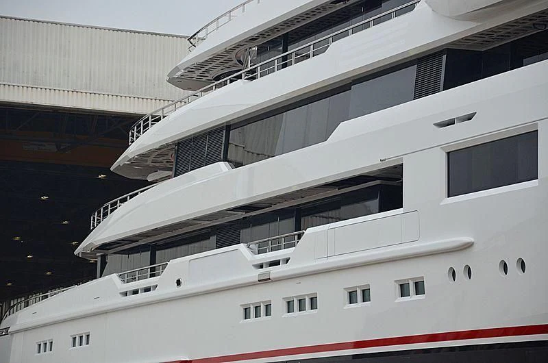 a large white boat aboard SHODAN Yacht for Sale