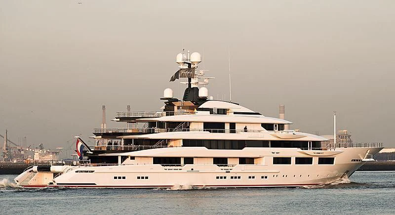 a large white ship aboard SHODAN Yacht for Sale