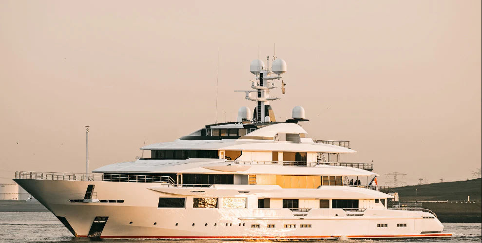 a large white ship aboard SHODAN Yacht for Sale