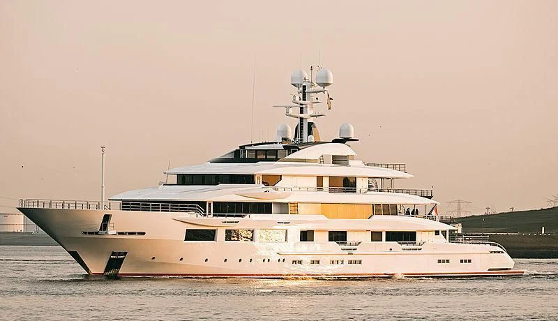 a large white ship aboard SHODAN Yacht for Sale