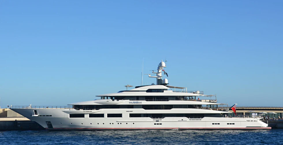 a large white ship aboard SHODAN Yacht for Sale