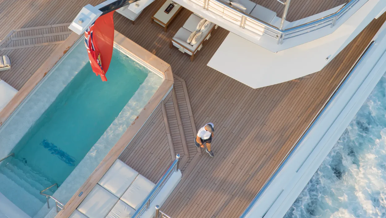 a person riding a skateboard aboard SHODAN Yacht for Sale