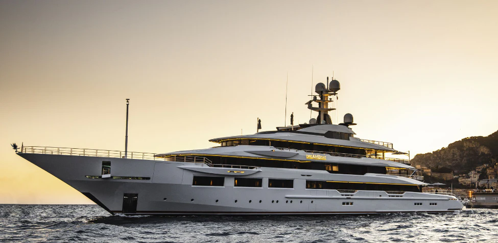 a large white ship aboard SHODAN Yacht for Sale