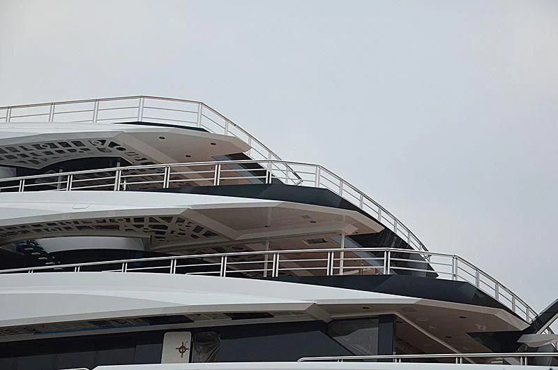 a building with a staircase aboard SHODAN Yacht for Sale