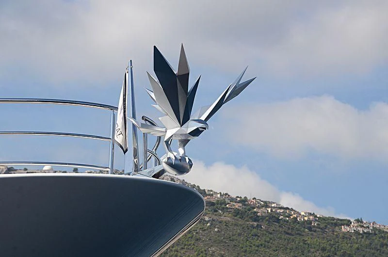 a statue of a jet aboard SHODAN Yacht for Sale