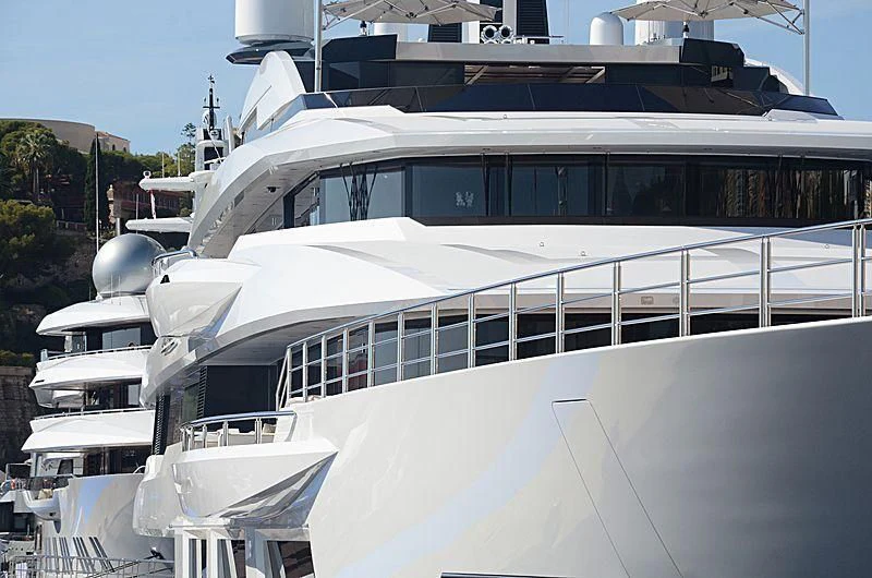 a cruise ship docked aboard SHODAN Yacht for Sale