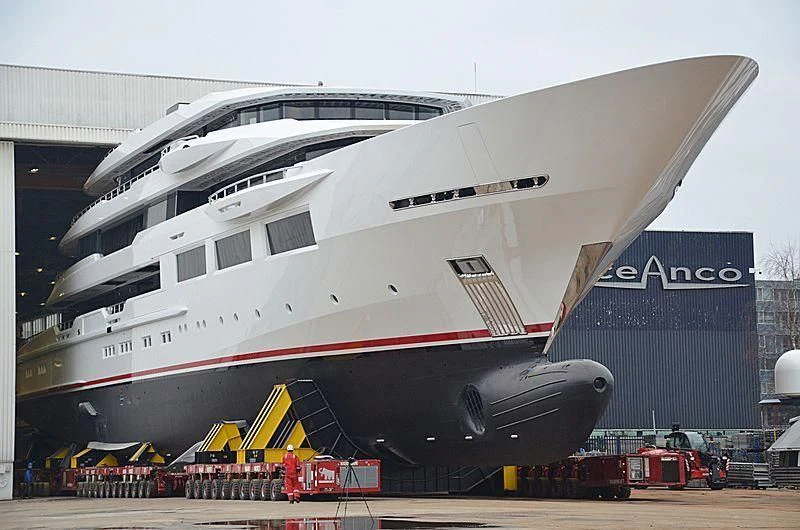 a large white ship aboard SHODAN Yacht for Sale