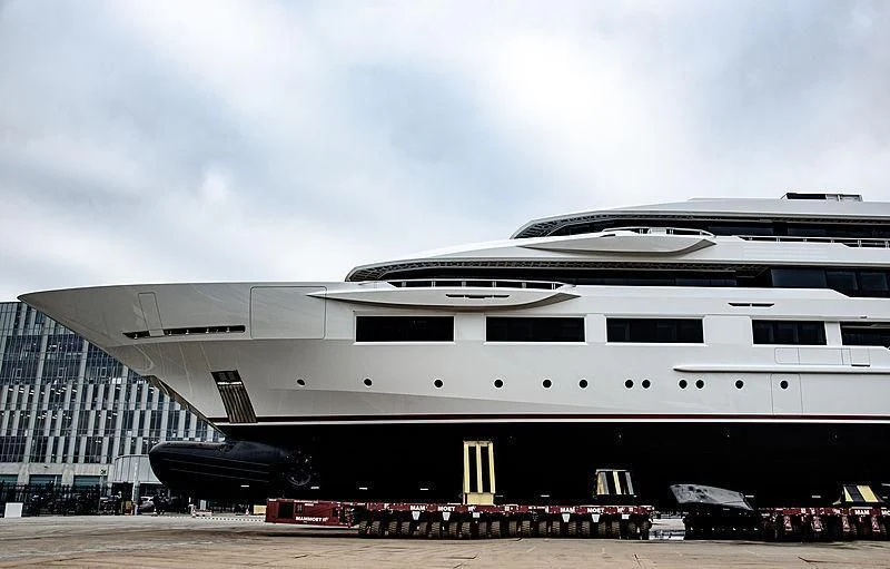 a large white building aboard SHODAN Yacht for Sale