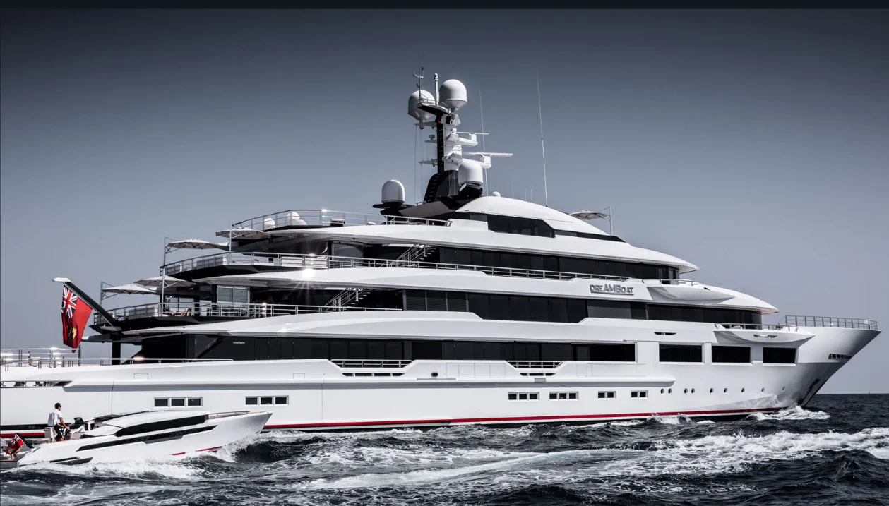 a large white ship aboard SHODAN Yacht for Sale
