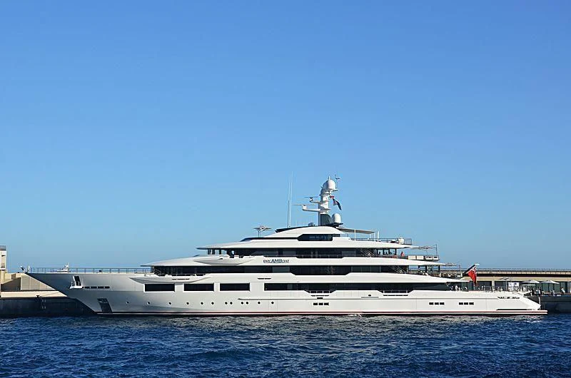 a large white yacht aboard SHODAN Yacht for Sale