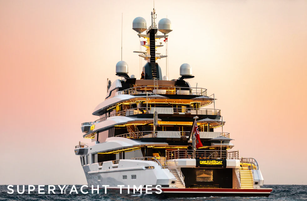 a large ship in the water aboard SHODAN Yacht for Sale