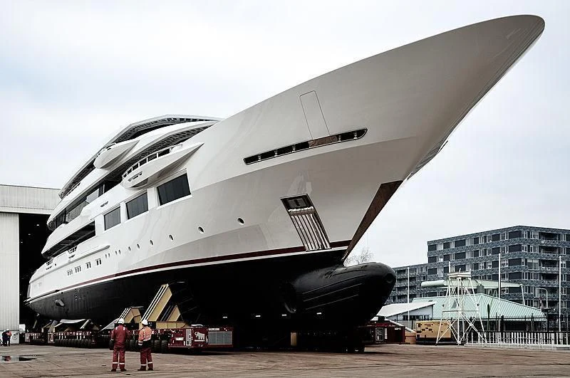a large white airplane aboard SHODAN Yacht for Sale