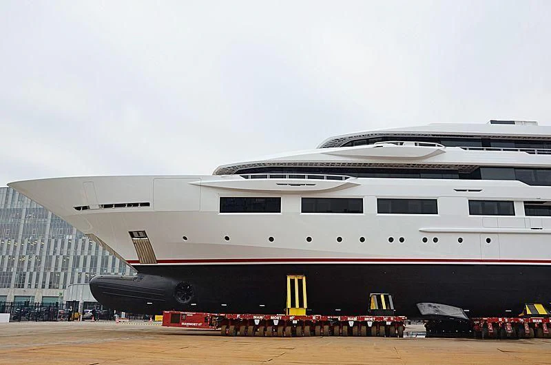 a large white cruise ship aboard SHODAN Yacht for Sale