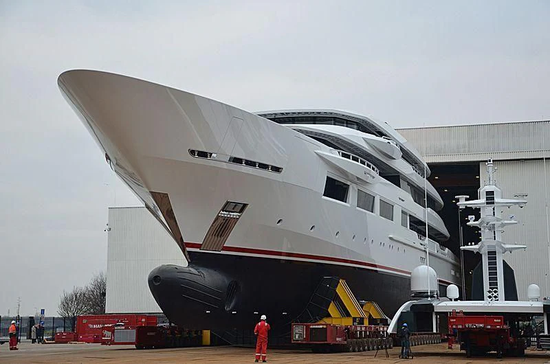 a large white ship aboard SHODAN Yacht for Sale