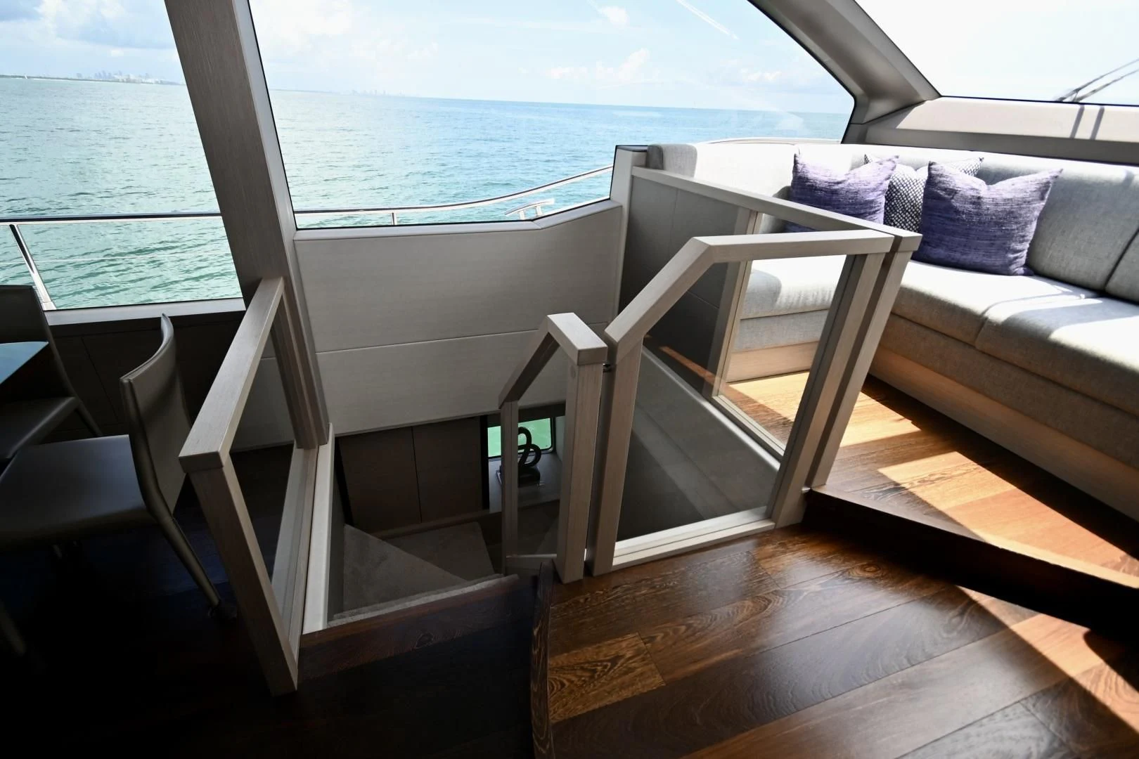 a balcony with a view of the ocean aboard DO IT ANYWAY Yacht for Sale