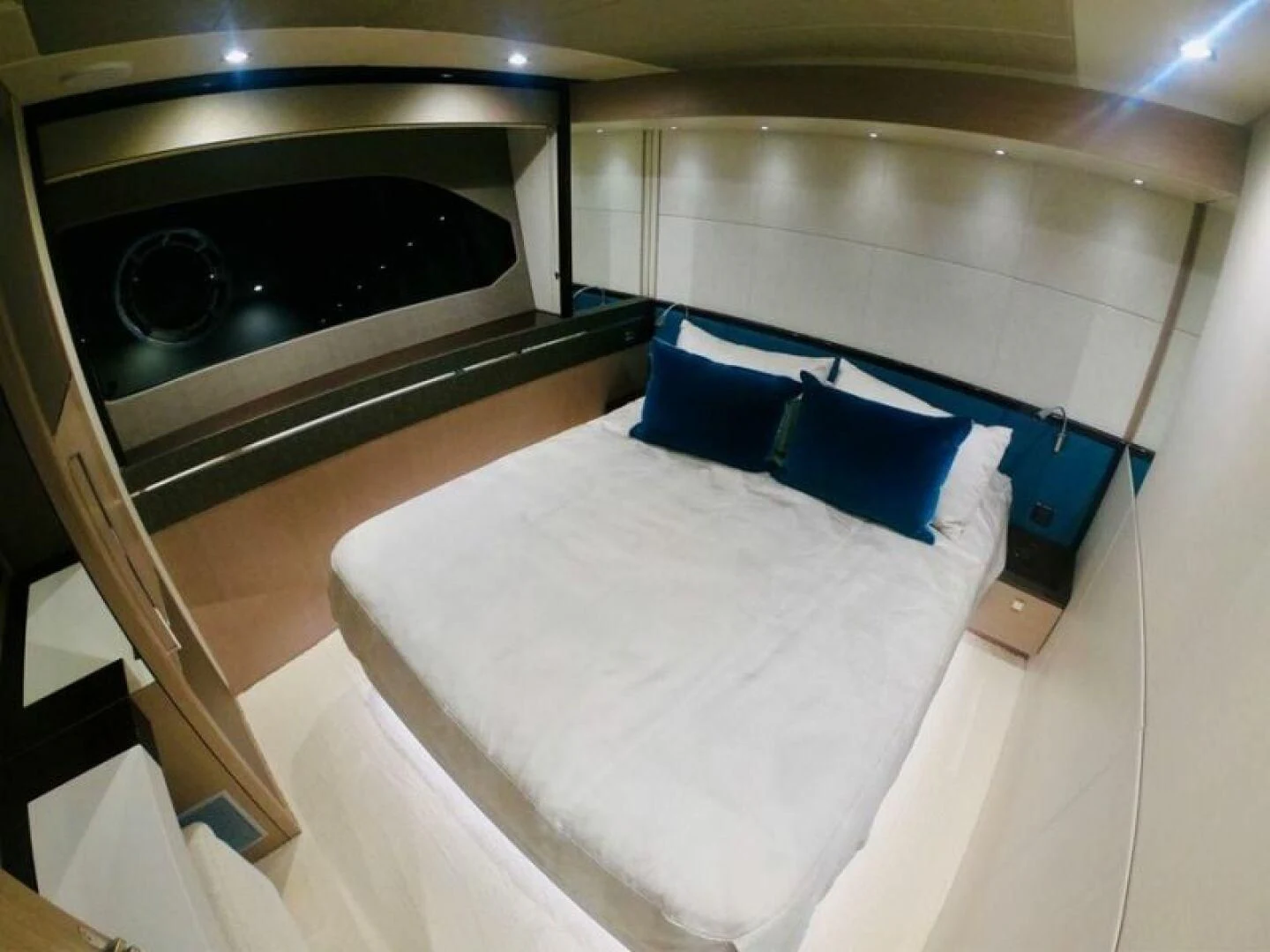 a bed in a room aboard DO IT ANYWAY Yacht for Sale