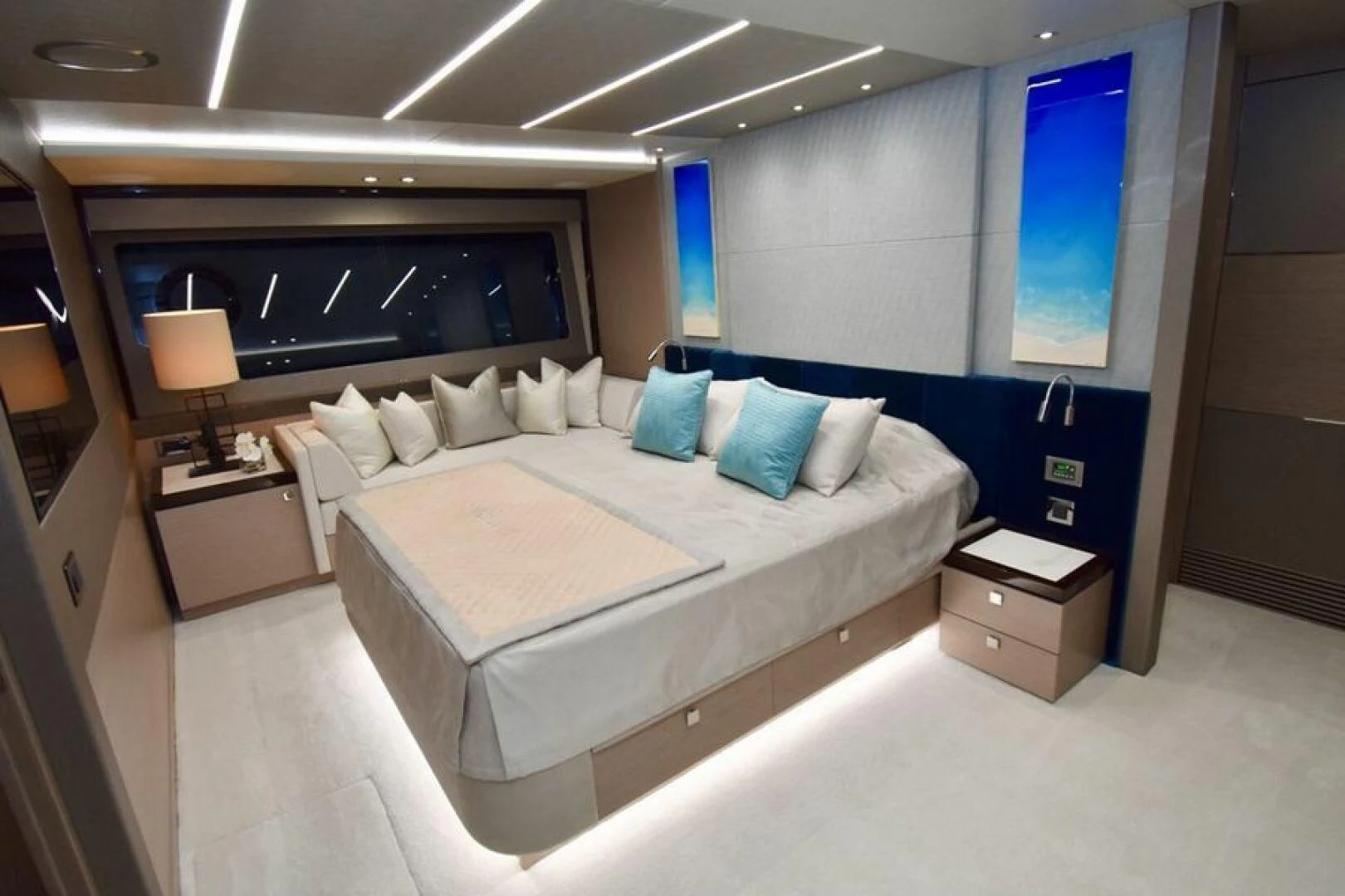 a bed in a room aboard DO IT ANYWAY Yacht for Sale