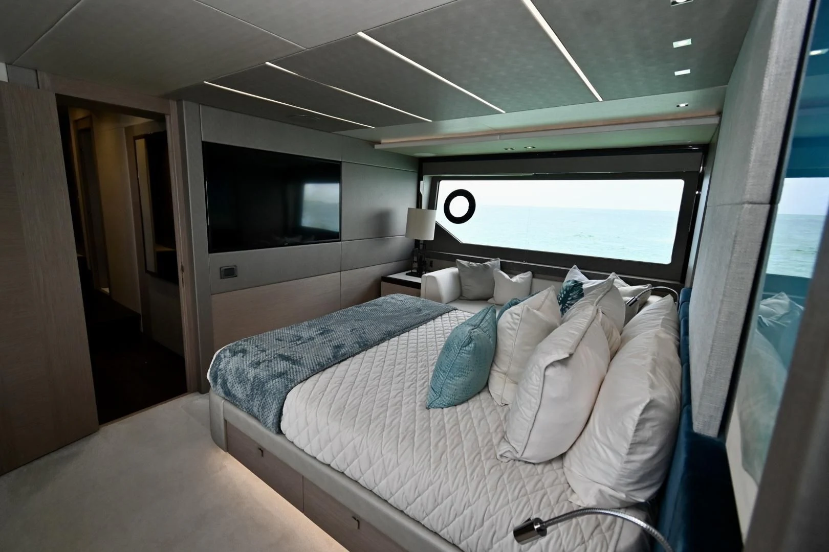 a bed in a room aboard DO IT ANYWAY Yacht for Sale