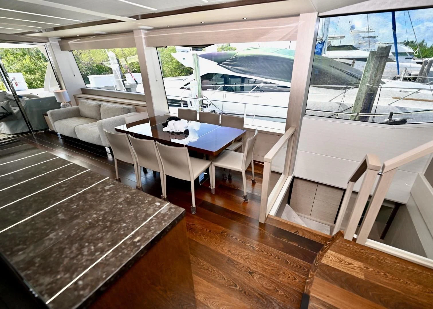 a room with a table and chairs aboard DO IT ANYWAY Yacht for Sale