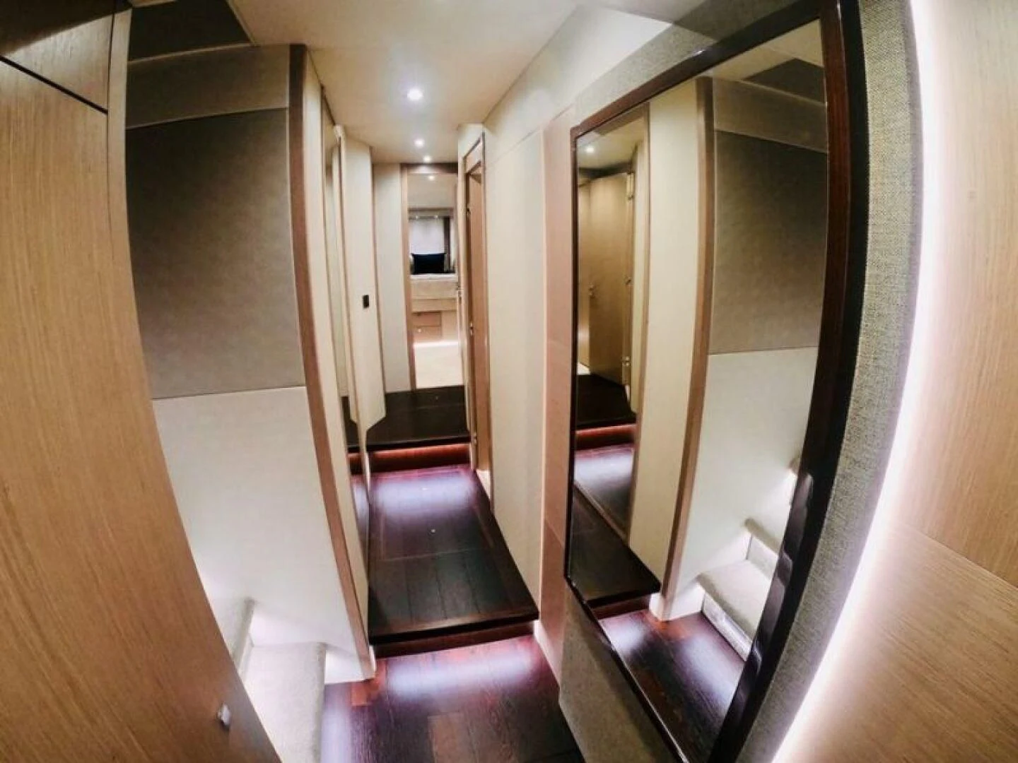 a hallway with doors aboard DO IT ANYWAY Yacht for Sale