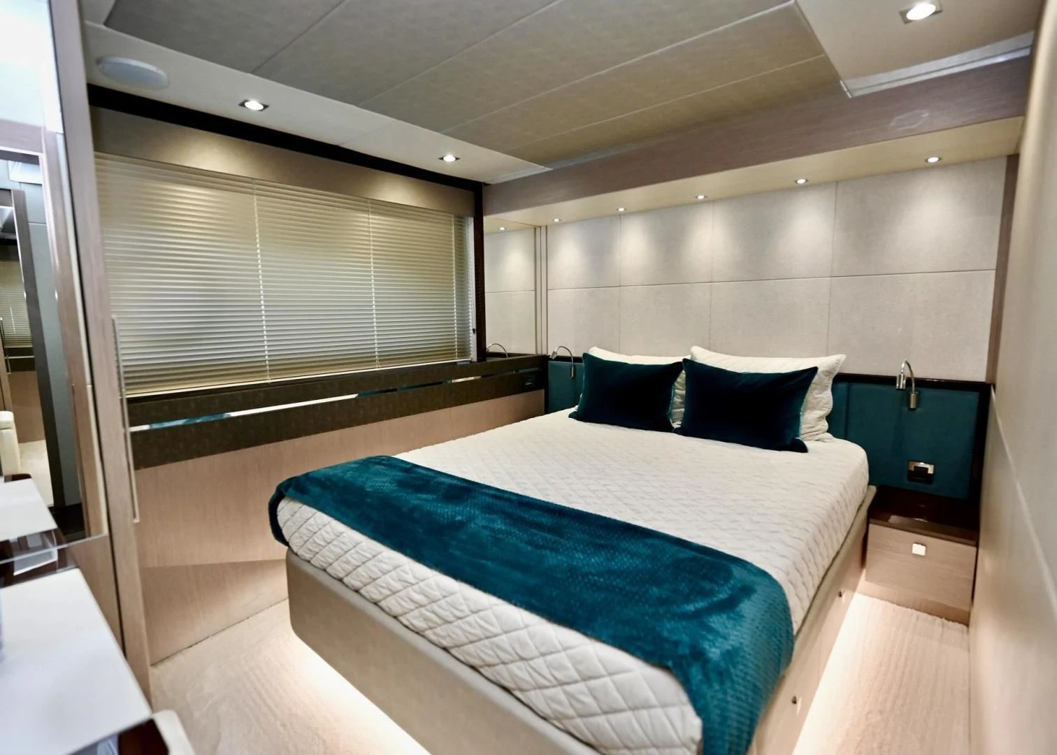 a bed in a room aboard DO IT ANYWAY Yacht for Sale