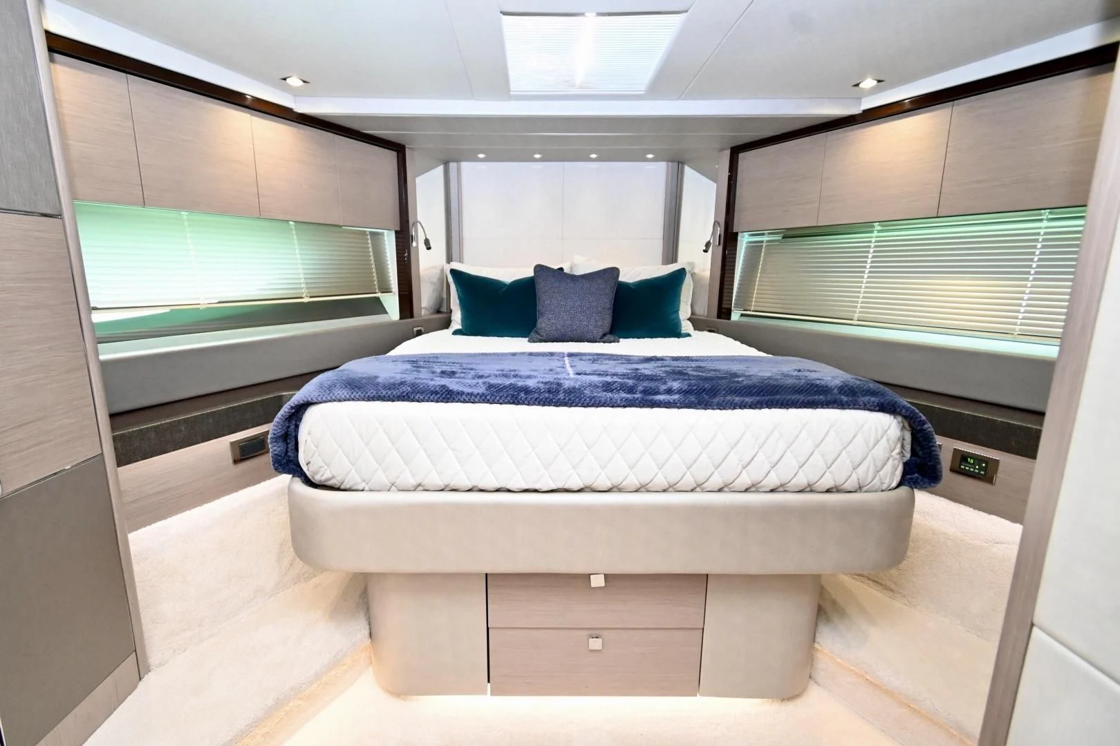 a bed in a room aboard DO IT ANYWAY Yacht for Sale