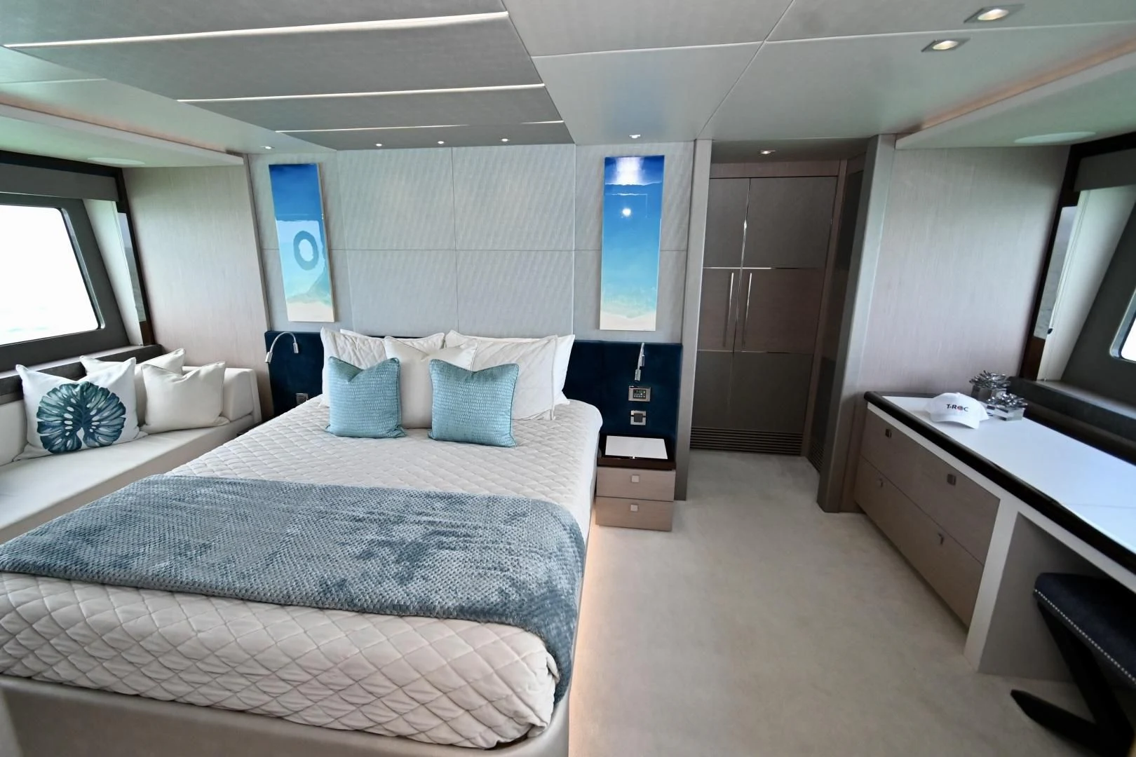 a room with two beds aboard DO IT ANYWAY Yacht for Sale