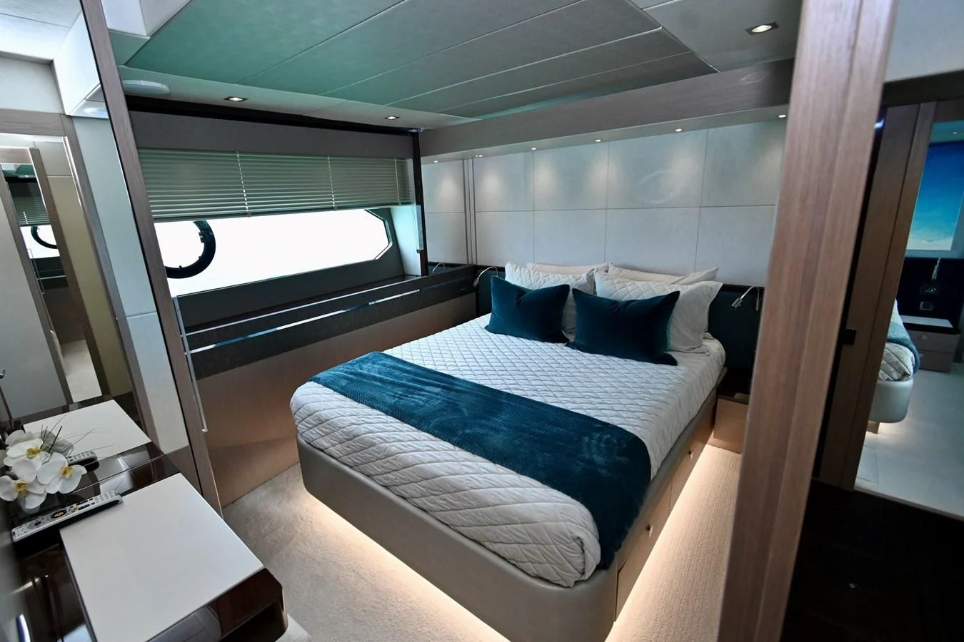 a bed in a room aboard DO IT ANYWAY Yacht for Sale