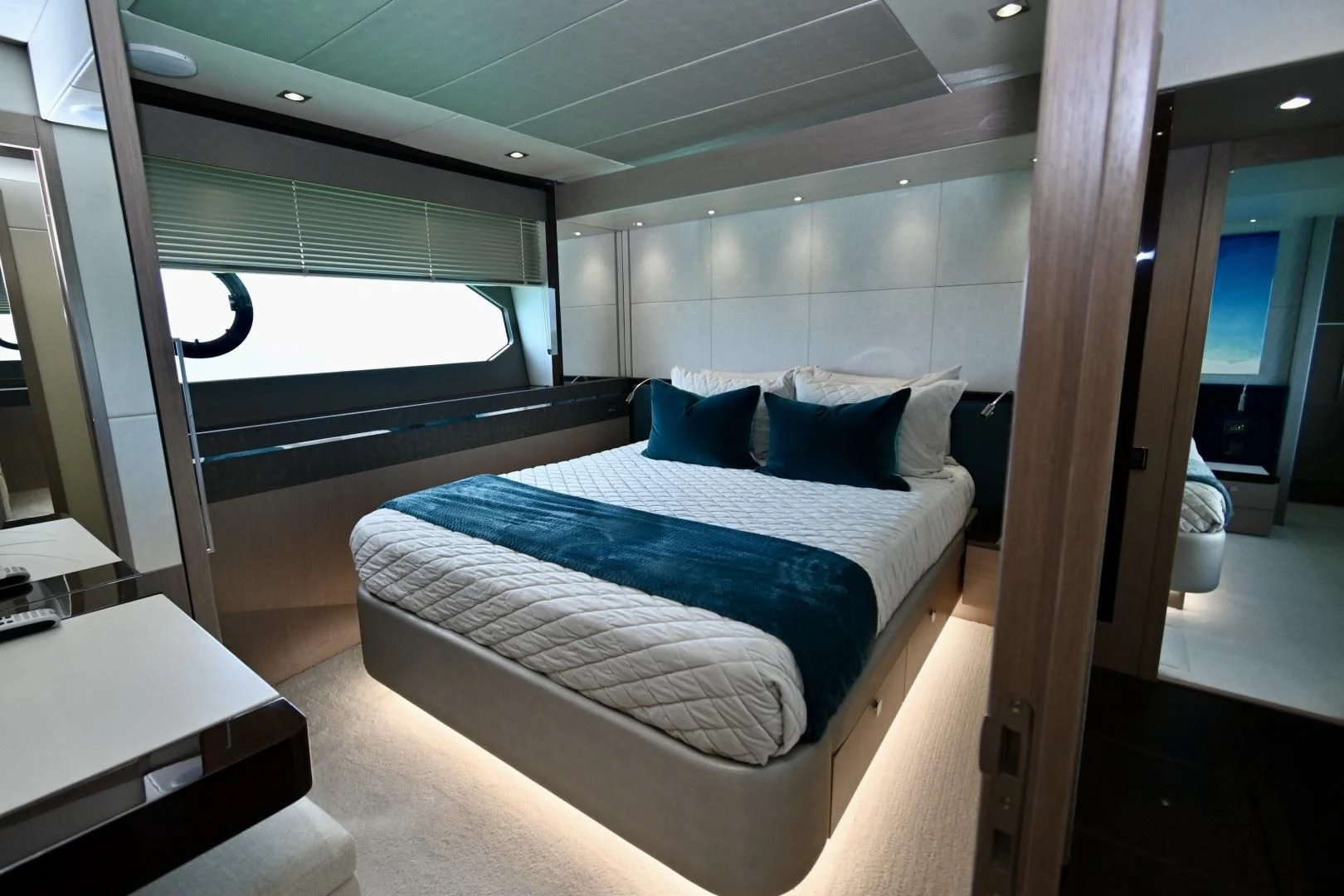 a bed in a room aboard DO IT ANYWAY Yacht for Sale