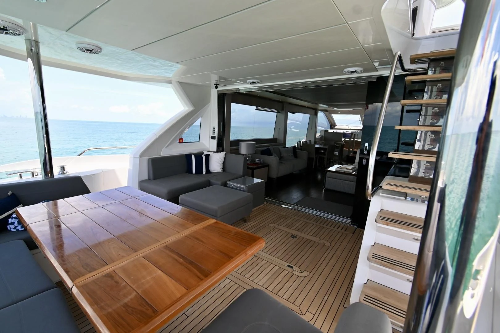 a boat with a large window aboard DO IT ANYWAY Yacht for Sale
