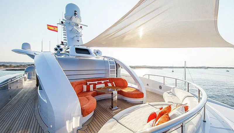 a boat with food on it aboard ARIENCE Yacht for Sale