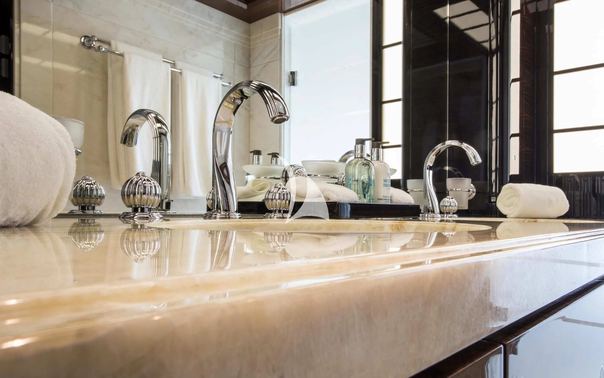 a bathroom with a large sink aboard ARIENCE Yacht for Sale