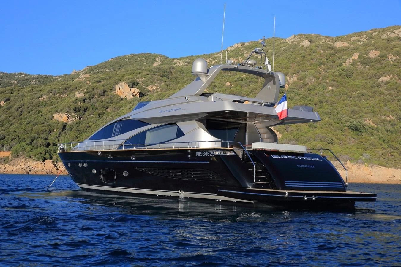 a boat on the water aboard BLACK PEARL Yacht for Sale