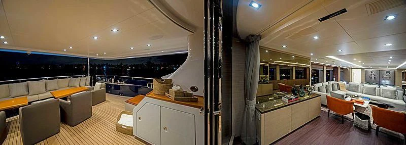 a large room with a desk and chairs aboard QUEEN D Yacht for Sale