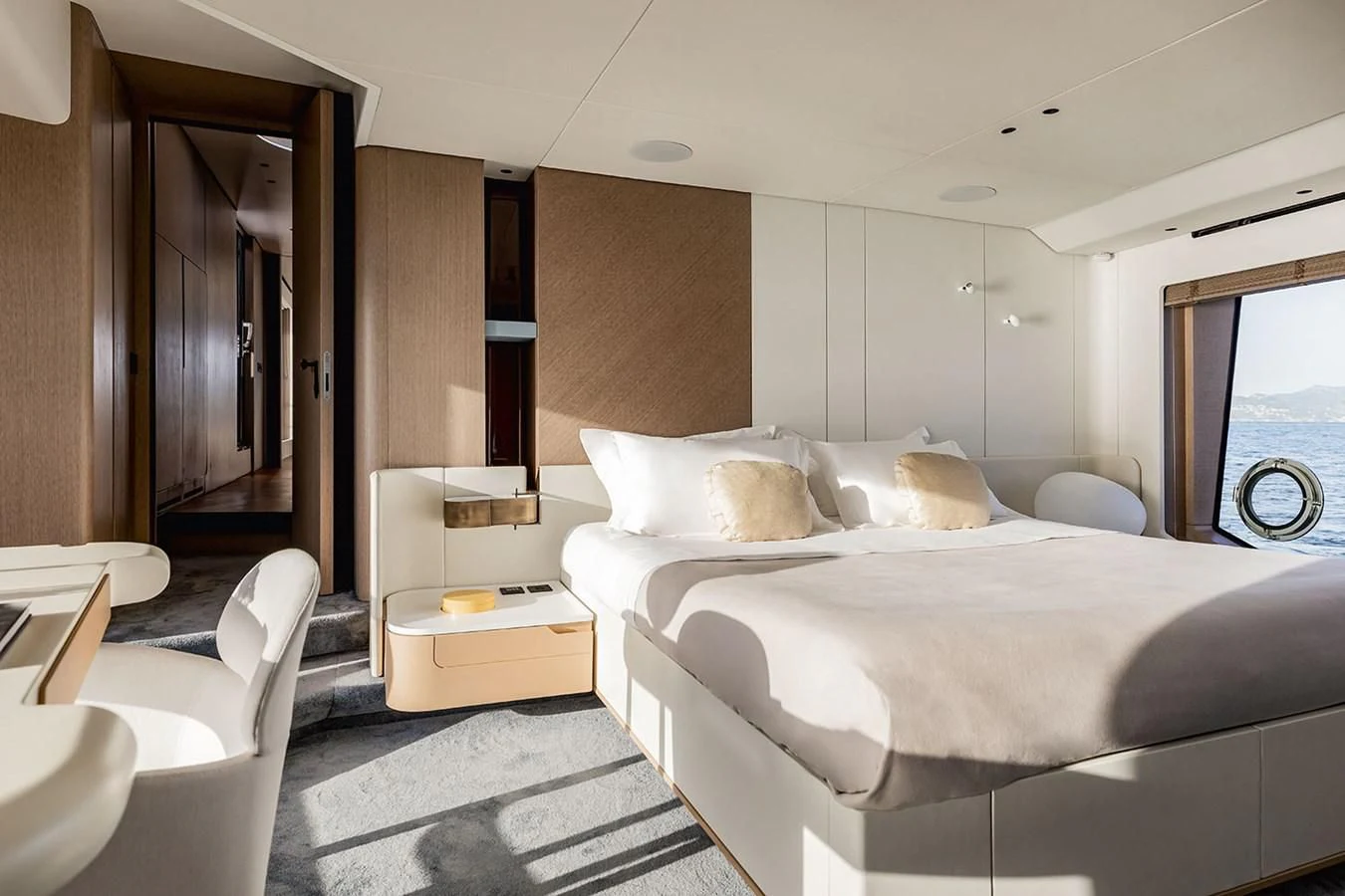 a bed in a room aboard AZIMUT GRANDE 26/25 Yacht for Sale