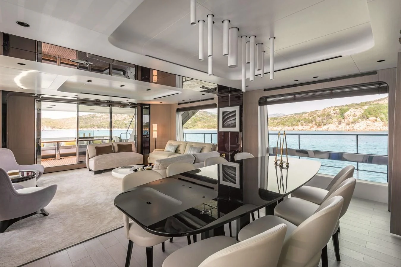 a room with a large window and a view of the ocean aboard AZIMUT GRANDE 26/25 Yacht for Sale