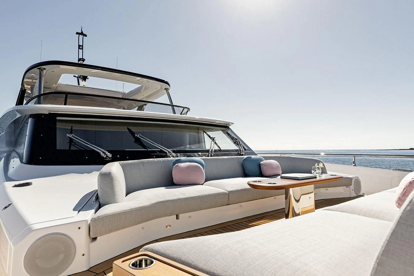 a white car with a surfboard on top of it aboard AZIMUT GRANDE 26/25 Yacht for Sale