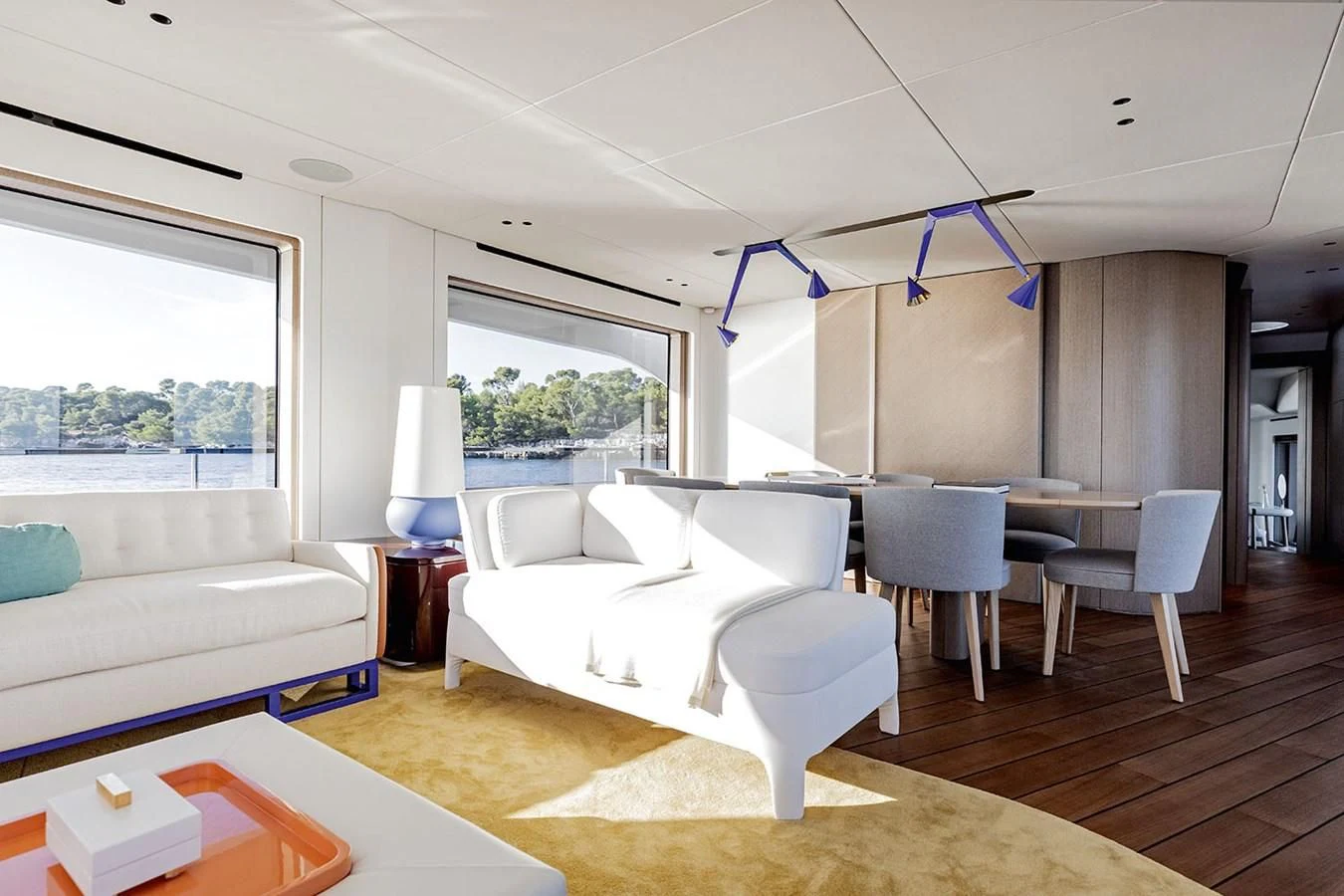 a bedroom with a bed and a couch aboard AZIMUT GRANDE 26/25 Yacht for Sale