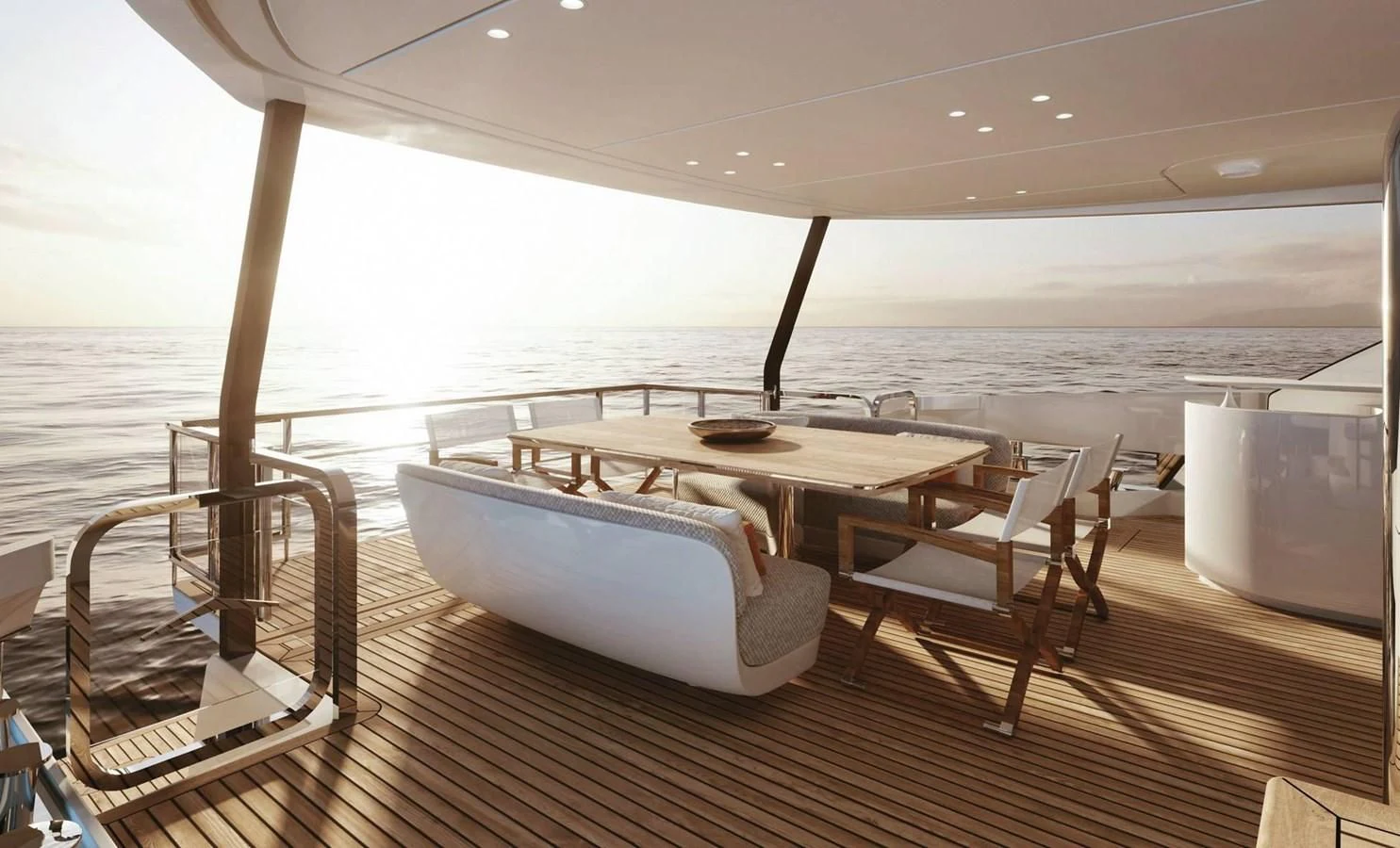 a table and chairs on a deck aboard AZIMUT GRANDE 26/25 Yacht for Sale