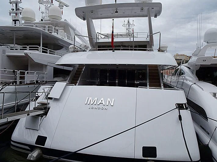 a large white yacht aboard IMAN Yacht for Sale